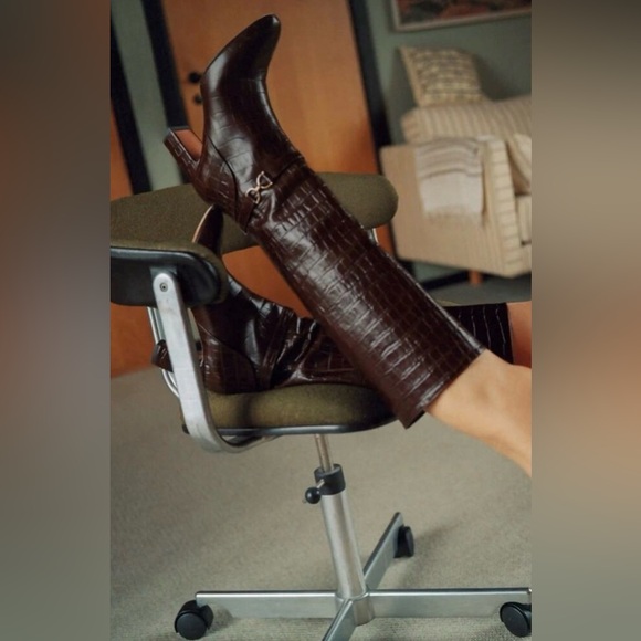 Rouje Shoes - Rouje Loana chocolat croc tall boots